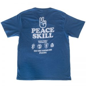 peaceskill shirt design. backside with peaceskill logo and sponsor logos.