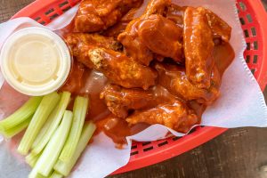 Buffalo Wings with celery and bleu cheese